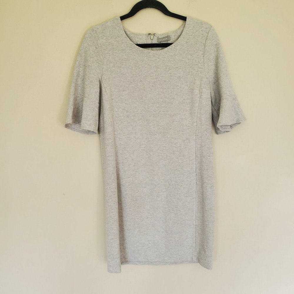 Kenar light gray shift dress flutter sleeve M